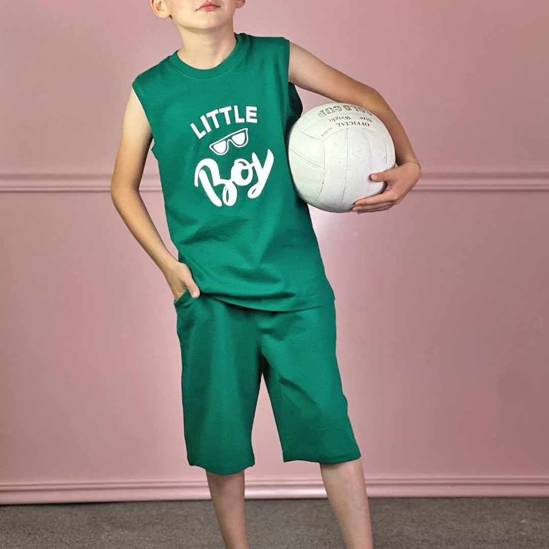 تاپ شلوارک با طرح عینک و چاپ LITTLE Boy