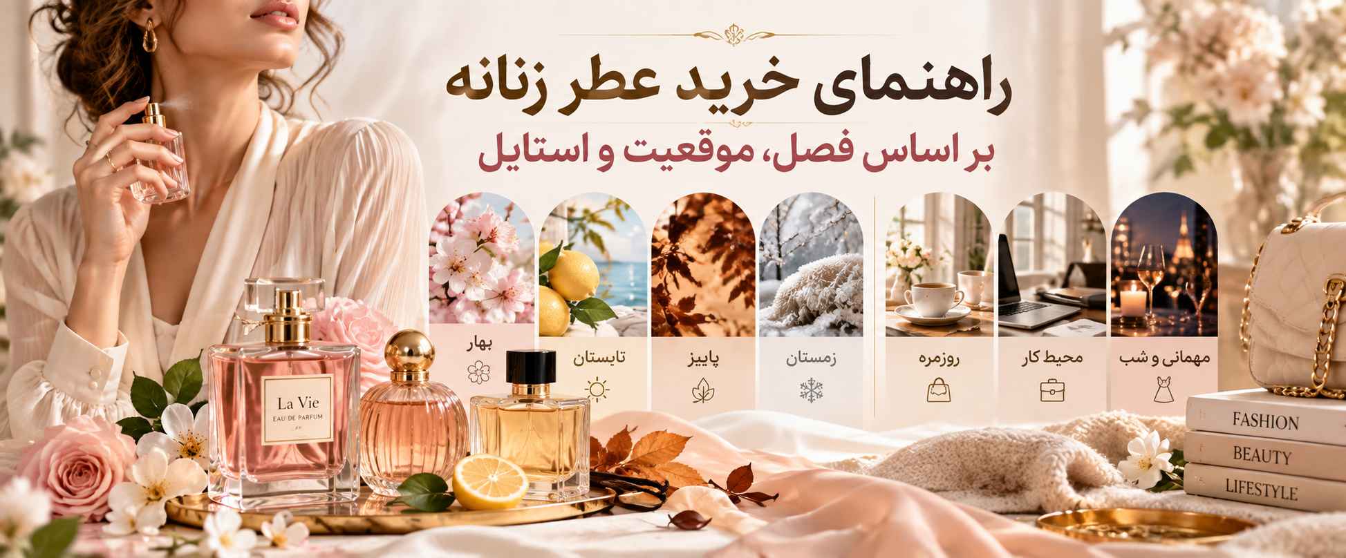 راهنمای خرید عطر زنانه بر اساس فصل، موقعیت و استایل
