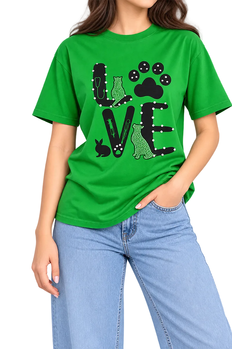تیشرت لانگ طرح love زنانه
