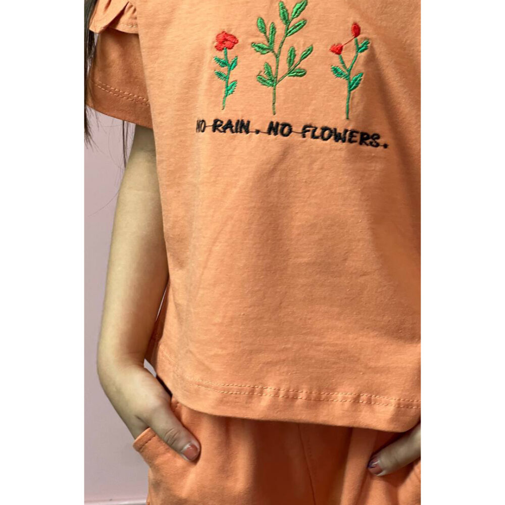 تی شرت شلوارک دخترانه با چاپ گل